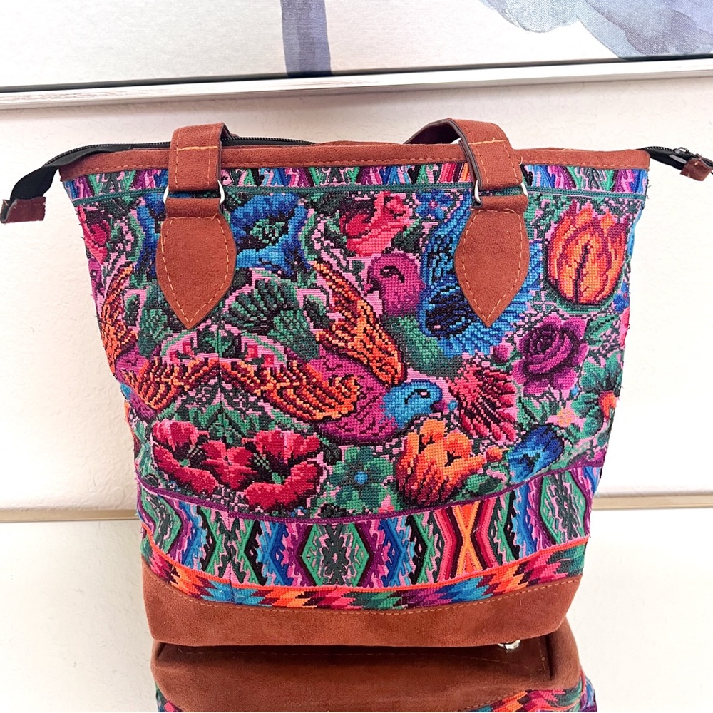 Colorful Embroidered Tote Bag